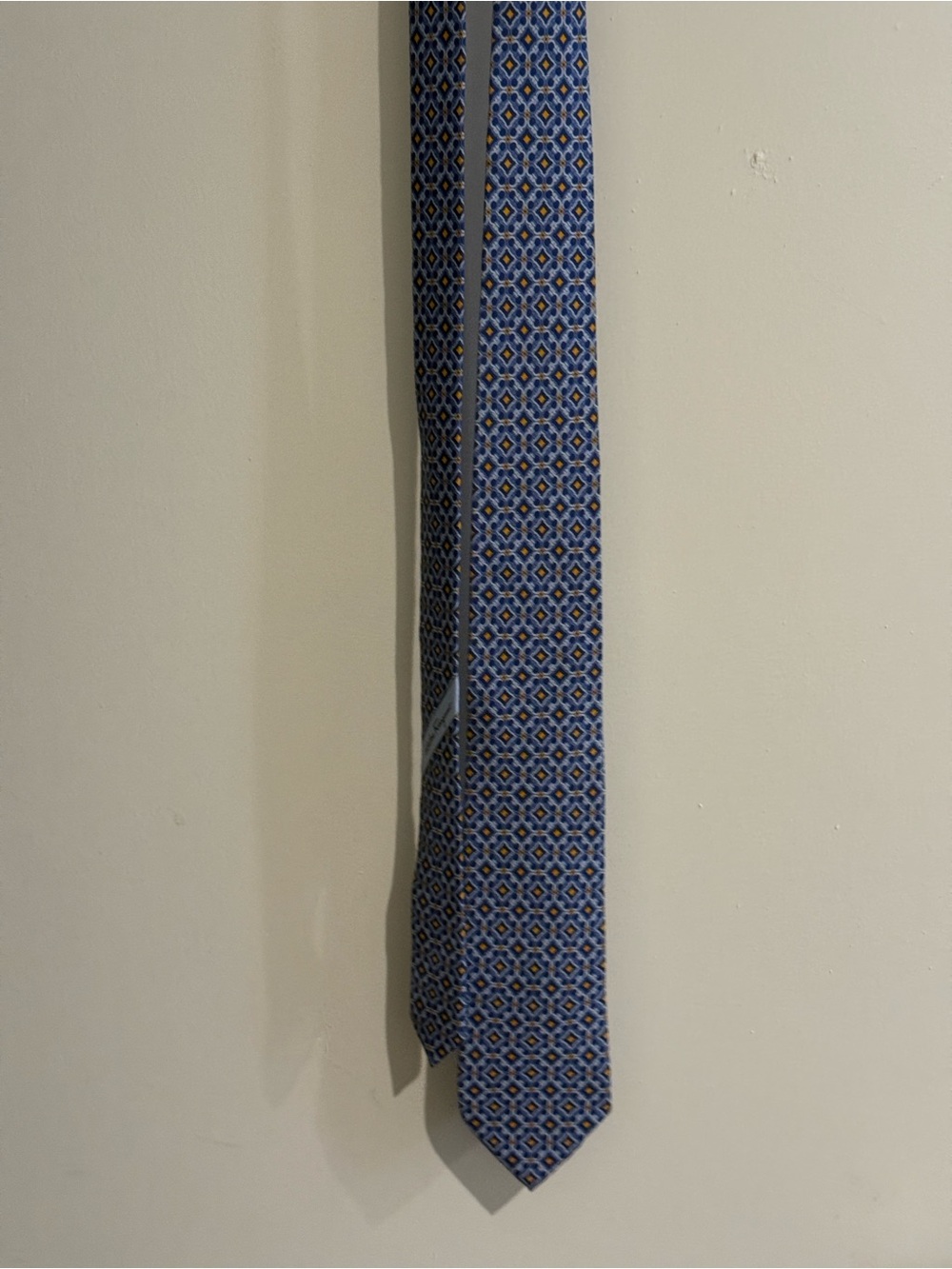 Salvatore Ferragamo Gancini Men's Blue Geometric Silk Neck Tie excellent